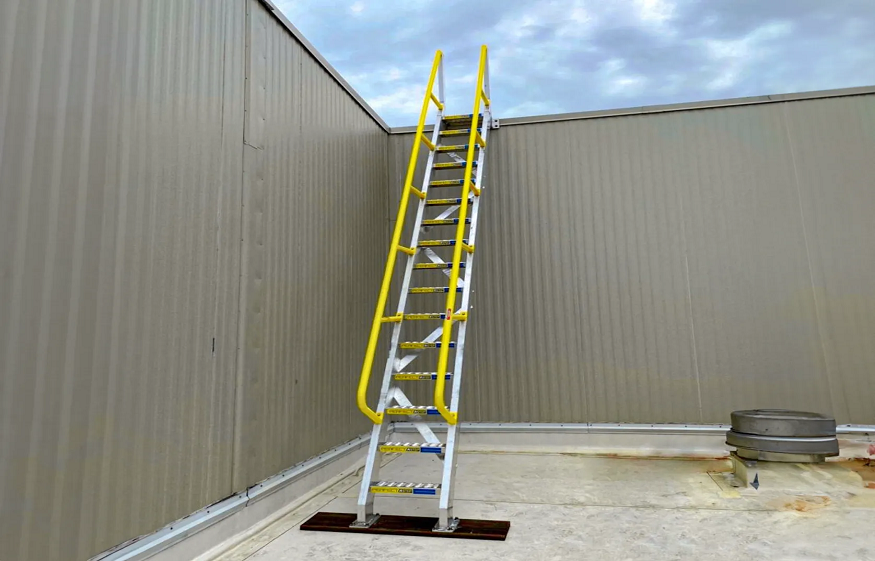 Use of Custom Hatch Access Ladder for Safe Rooftop Entry